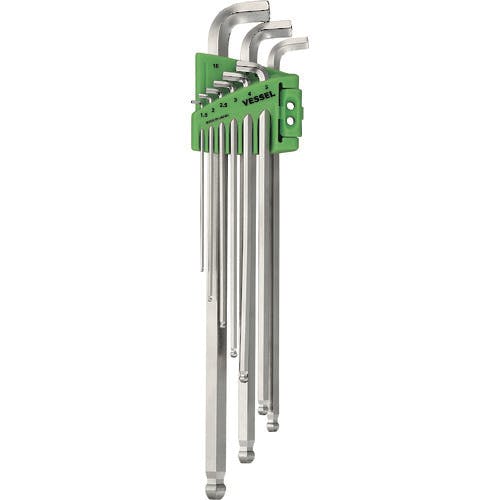 ベッセル 本締めボールポイントレンチ短軸仕様(ロングタイプ)9本組 H1.5、2、2.5、3、4、5、6、8、10 8209BP-L ボールポイント六角棒レンチセット ベッセル 本締めボールポイントレンチ短軸仕様(ロングタイプ)9本組 H1.5、2、2.5、3、4、5、6、8、10 8209BP-L ボールポイント六角棒レンチセット