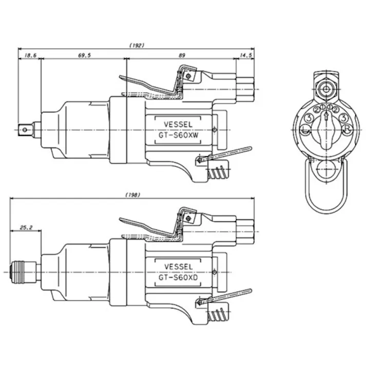 【CAINZ-DASH】ベッセル エアーインパクトレンチ GT-S60XW 最大締付トルク116.8 GT-S60XW【別送品】