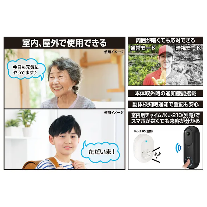 カシムラ 呼び出しカメラ 防水/どこでも設置 KJ-198