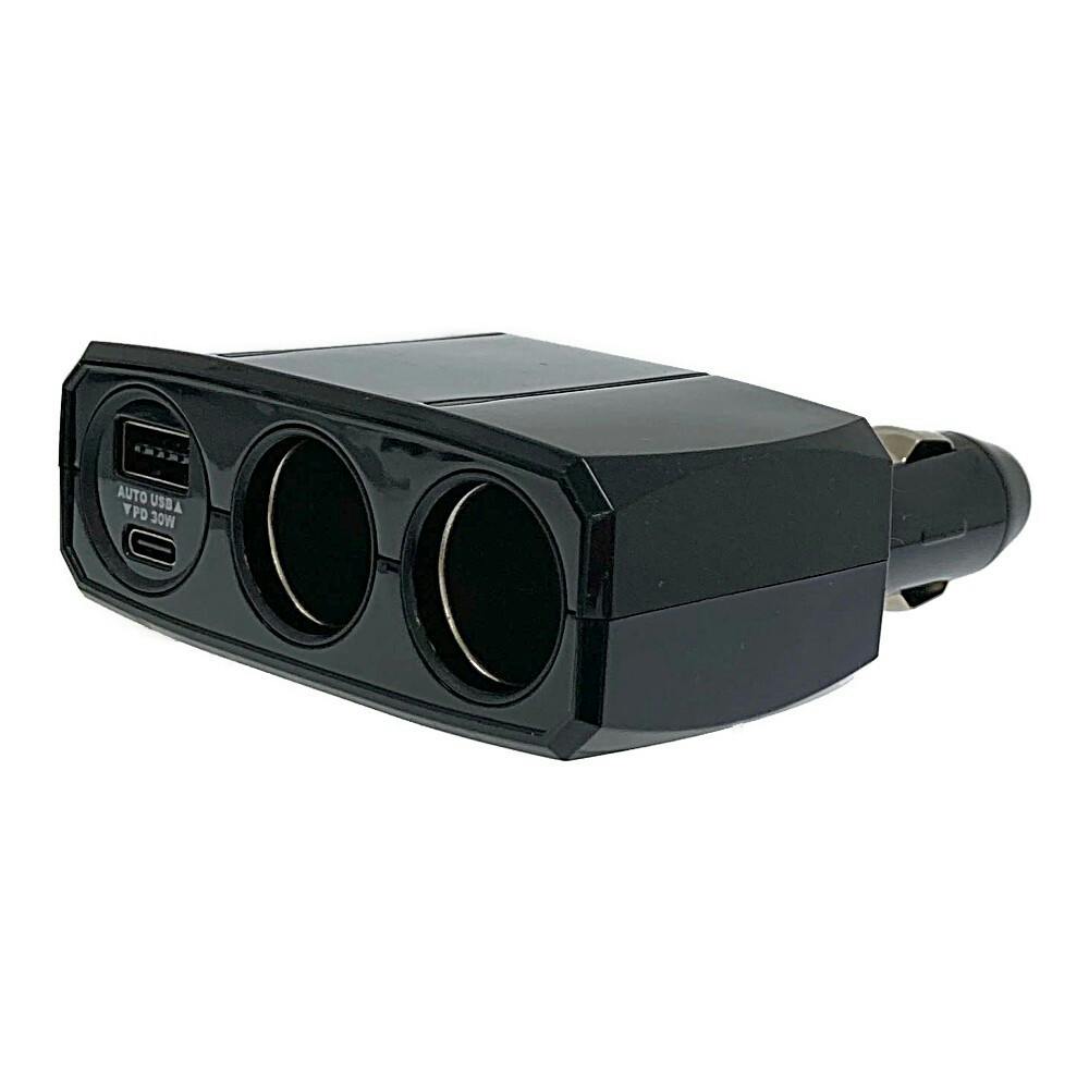 カシムラ 2連ダイレクトソケット PD30W/リバーシブルUSB自動判定 KX