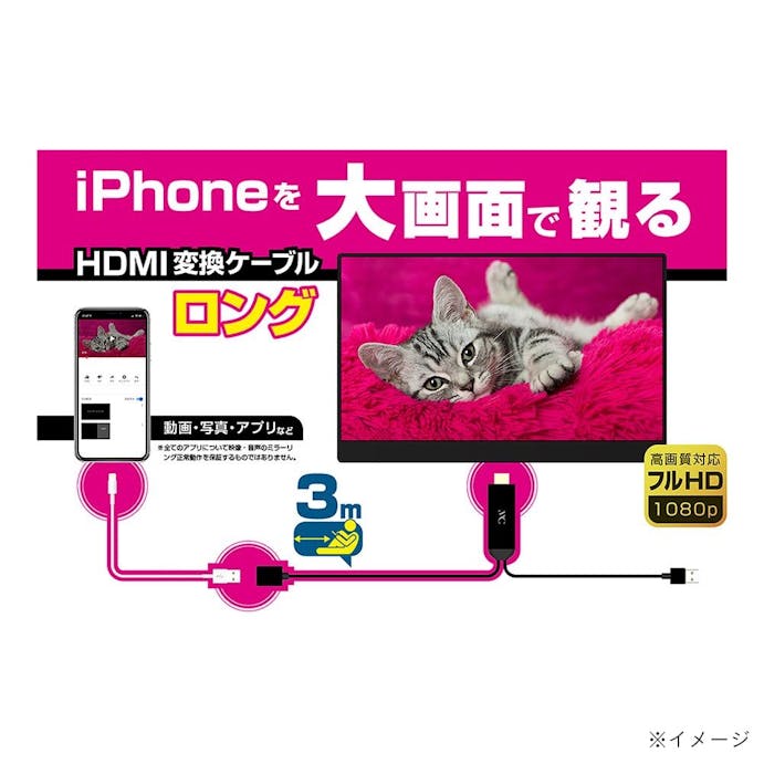 カシムラ HDMI変換ケーブル iPhone専用 3m KD-224