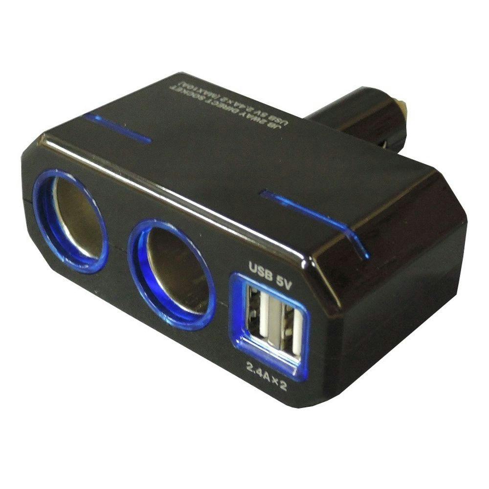 2WAYソケットUSB付 12/24V JB-013