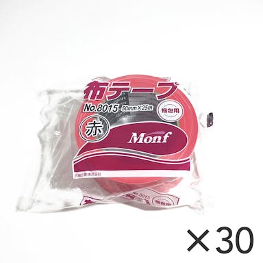 【ケース販売】古藤工業 Monf梱包用 カラー布粘着テープ 赤色 No.8015 幅50mm×高さ25m 30巻入