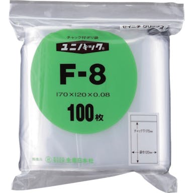 【CAINZ-DASH】生産日本社 チャック付ポリ袋　ユニパック（厚手）　Ｆ－８　透明　縦１７０×横１２０×厚さ０．０８ｍｍ　１００枚入 F-8【別送品】