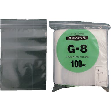 【CAINZ-DASH】生産日本社 チャック付ポリ袋　ユニパック（厚手）　Ｇ－８　透明　縦２００×横１４０×厚さ０．０８ｍｍ　１００枚入 G-8【別送品】