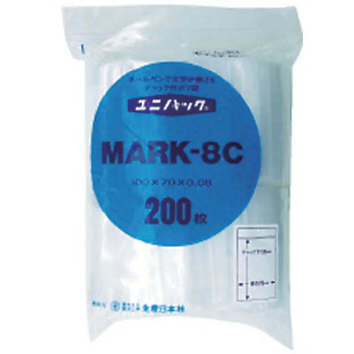 【CAINZ-DASH】生産日本社 チャック付ポリ袋 ユニパック MARK-8I 透明 縦280×横200×厚さ0.08mm 100枚入 MARK-8I【別送品】