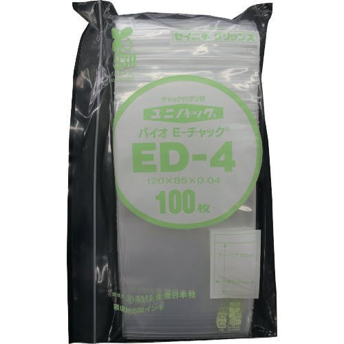 生産日本社 「ユニパック」バイオEチャック規格品(チャック付ポリエチレン袋) ED-4 120×85×0.04 ED-4-100 ポリ袋 生産日本社 「ユニパック」バイオEチャック規格品(チャック付ポリエチレン袋) ED-4 120×85×0.04 ED-4-100 ポリ袋