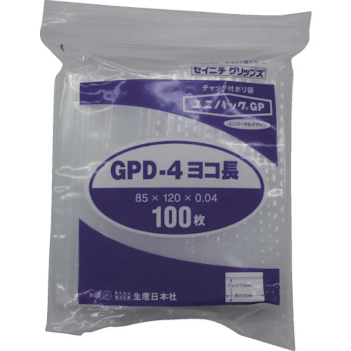 【CAINZ-DASH】生産日本社 「ユニパックGP」D-4 ヨコ長 85×120×0.04 100枚入 GP D-4 YOKONAGA【別送品】