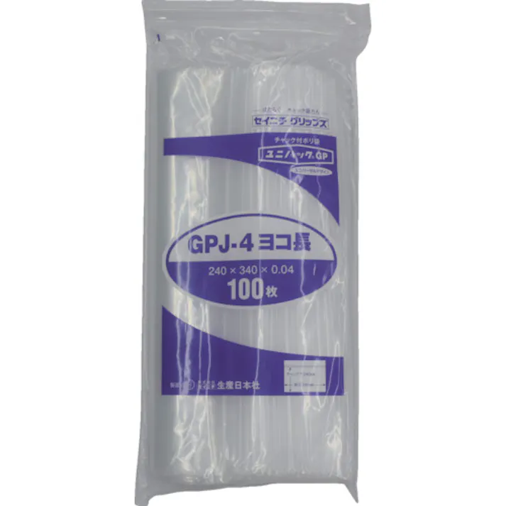 【CAINZ-DASH】生産日本社 「ユニパックGP」J-4 ヨコ長 240×340×0.04 100枚 GP J-4 YOKONAGA【別送品】