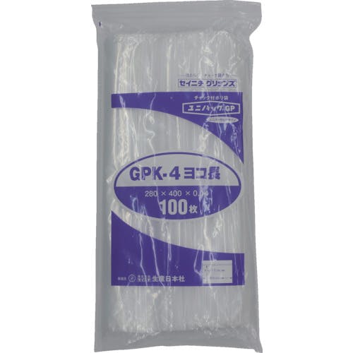 生産日本社 「ユニパックGP」K-4 ヨコ長 280×400×0.04 100枚 GP K-4 YOKONAGA チャック付ポリ袋 生産日本社 「ユニパックGP」K-4 ヨコ長 280×400×0.04 100枚 GP K-4 YOKONAGA チャック付ポリ袋