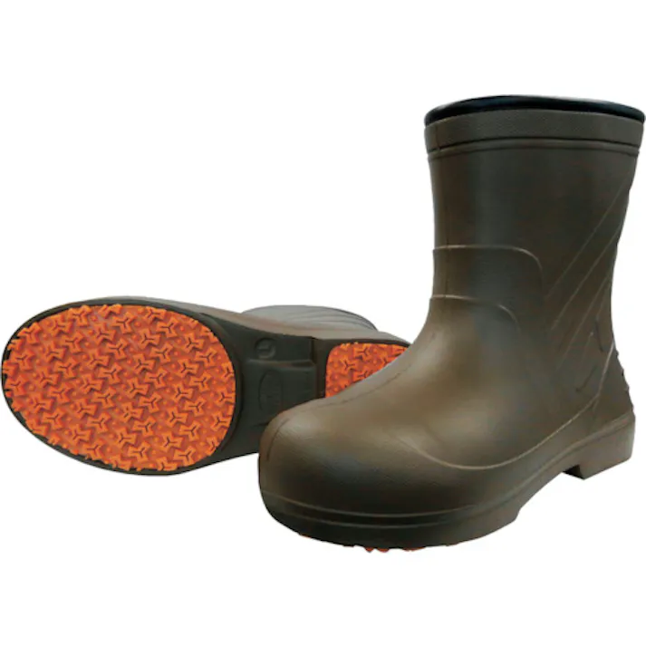 【CAINZ-DASH】喜多 柔らかいEVAラバー安全ショートブーツ KR7050 ブラウン M(24.5~25.0) KR7050-BR-M【別送品】
