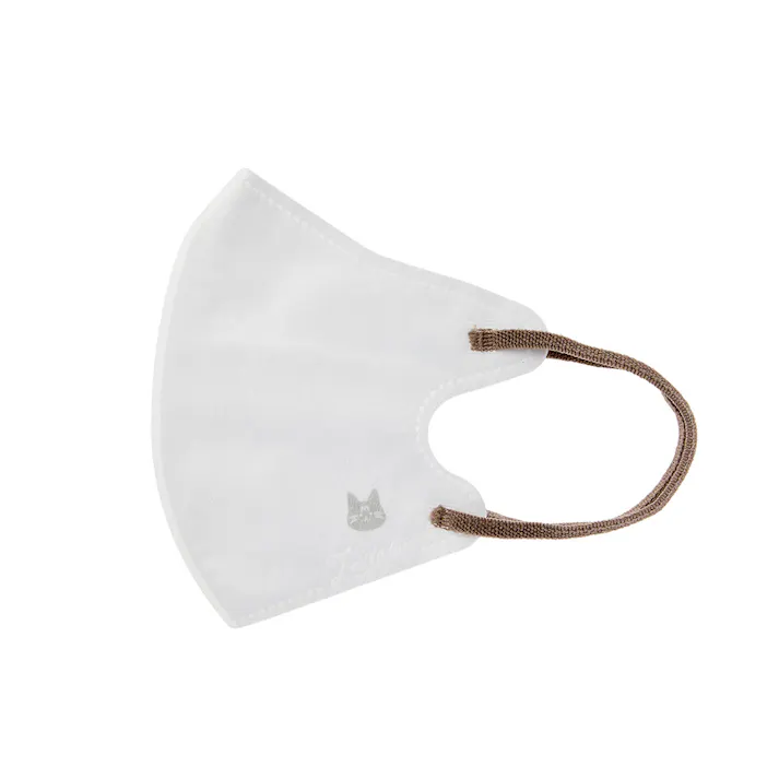 ニャンな立体贅沢マスク 少し小さめサイズ(約13.5cm×11cm) リッチホワイト 耳ひもグレージュ 30枚