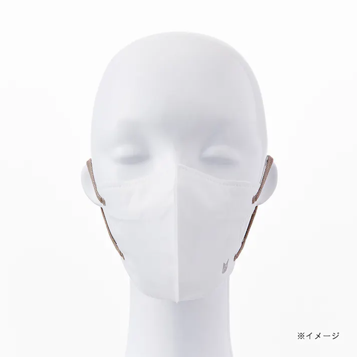 ニャンな立体贅沢マスク 少し小さめサイズ(約13.5cm×11cm) リッチホワイト 耳ひもグレージュ 30枚