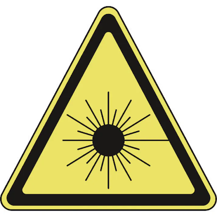 【CAINZ-DASH】日本緑十字社 レーザステッカー標識 レーザ-A(大) 50mm三角 10枚組 オレフィン 027107【別送品】