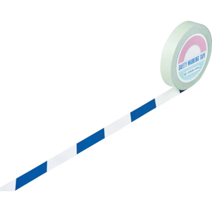 【CAINZ-DASH】日本緑十字社 ガードテープ(ラインテープ) 白/青(トラ柄) GT-251WBL 25mm幅×100m 148025【別送品】