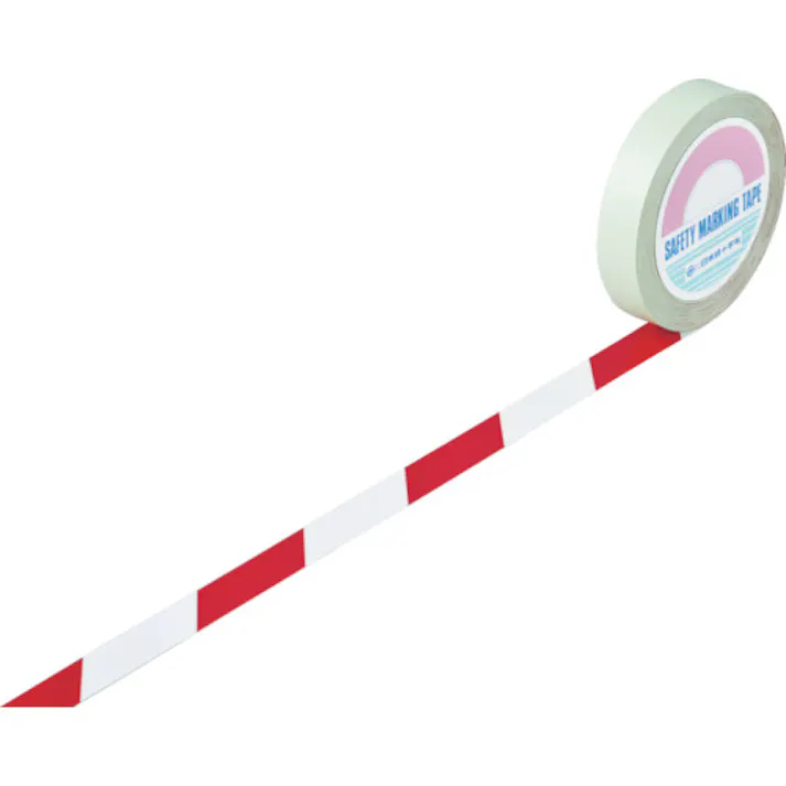 【CAINZ-DASH】日本緑十字社 ガードテープ(ラインテープ) 白/赤(トラ柄) GT-252WR 25mm幅×20m 148043【別送品】