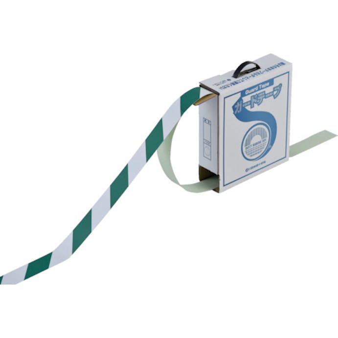 【CAINZ-DASH】日本緑十字社 ガードテープ（ラインテープ）　白／緑（トラ柄）　ＧＴ－５０１ＷＧ　５０ｍｍ幅×１００ｍ 148064【別送品】