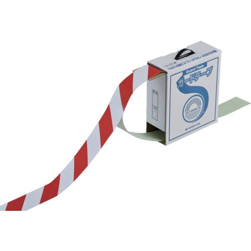 日本緑十字社 ガードテープ(ラインテープ) 白/赤(トラ柄) 75mm幅×100m