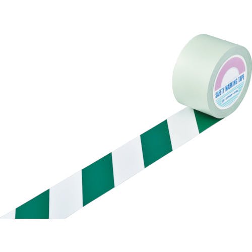 緑十字 ガードテープ(ラインテープ) 白 緑(トラ柄) GT-751WG 75mm幅×100m 148104 - 3
