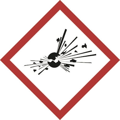 【CAINZ-DASH】日本緑十字社 ＧＨＳステッカー標識　爆弾の爆発　ＧＨＳ－３（中）　７０×７０ｍｍ　５枚組　ＰＥＴ 037203【別送品】