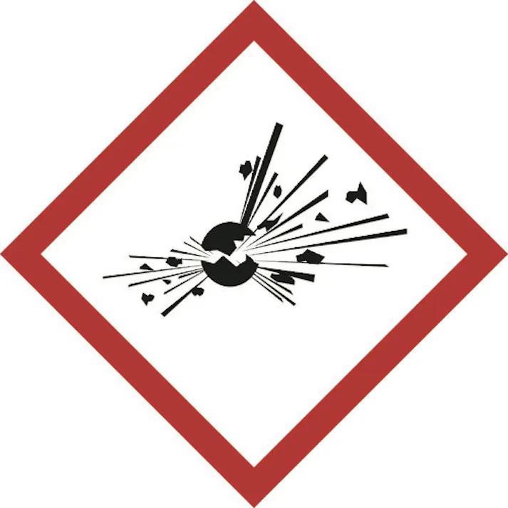 【CAINZ-DASH】日本緑十字社 GHSステッカー標識 爆弾の爆発 GHS-3(中) 70×70mm 5枚組 PET 037203【別送品】