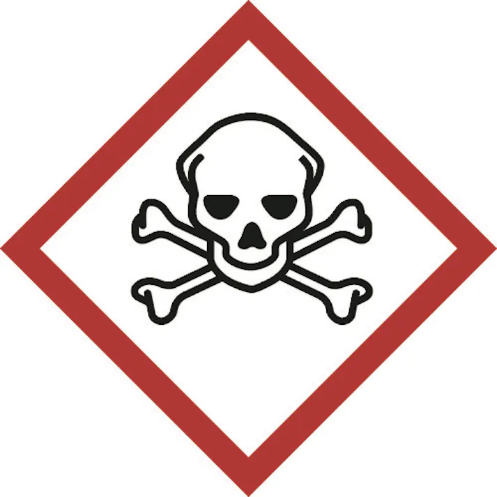 【CAINZ-DASH】日本緑十字社 GHSステッカー標識 どくろ GHS-6(大) 150×150mm 5枚組 PET 037106【別送品】