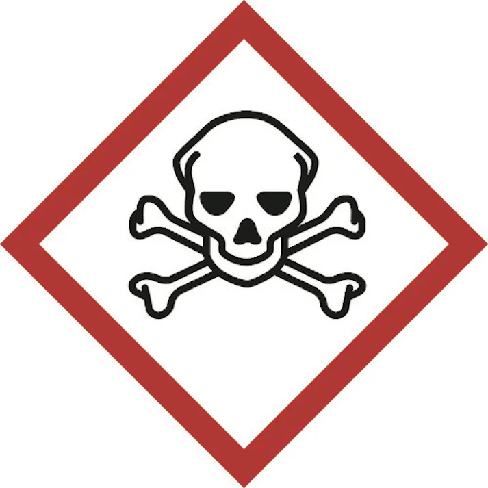 【CAINZ-DASH】日本緑十字社 GHSステッカー標識 どくろ GHS-6(中) 70×70mm 5枚組 PET 037206【別送品】