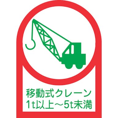 【CAINZ-DASH】日本緑十字社 ヘルメット用ステッカー　移動式クレーン１ｔ以上～５ｔ未満　ＨＬ－１１６　３５×２５ｍｍ　１０枚組　オレフィン 233116【別送品】