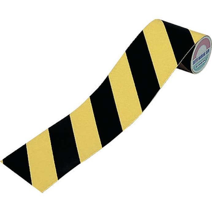 【CAINZ-DASH】日本緑十字社 反射トラテープ（ラインテープ）　黄／黒　ＴＲ３－Ａ　９０ｍｍ幅×１０ｍ　屋内用 256301【別送品】