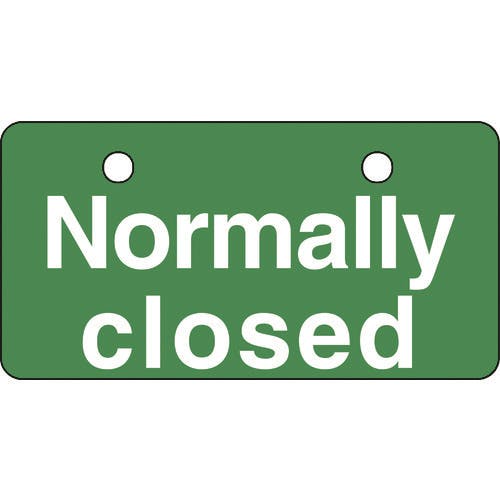 【CAINZ-DASH】日本緑十字社 バルブ開閉札　Ｎｏｒｍａｌｌｙ　ｃｌｏｓｅｄ（常時閉）・緑　５０×１００ 168004【別送品】