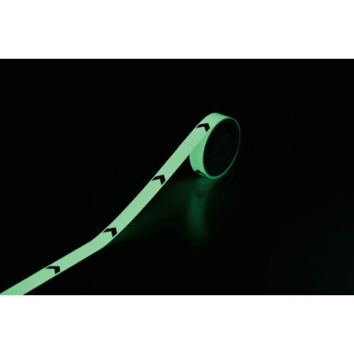 日本緑十字社 高輝度蓄光ラインテープ(矢印付) 25mm幅×10m 屋内用 PET