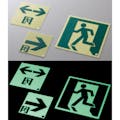 【CAINZ-DASH】日本緑十字社 高輝度蓄光避難誘導ステッカー標識　非常口⇔　ＳＳＮ９５３　１５０×１５０　Ｓ級認定品 364953【別送品】