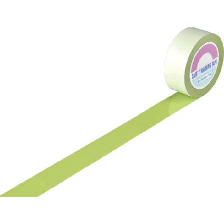 【CAINZ-DASH】日本緑十字社 ガードテープ(ラインテープ) 若草色 GT-501YG 50mm幅×100m 屋内用 148066【別送品】
