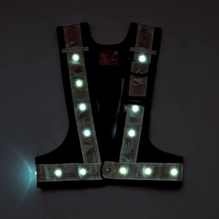 【CAINZ-DASH】日本緑十字社 多機能LEDセーフティベスト 紺/白発光/白反射 多機能LEDベスト-KW-W フリーサイズ メッシュ生地 238098【別送品】