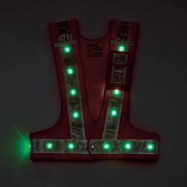 【CAINZ-DASH】日本緑十字社 多機能LEDセーフティベスト 橙/緑発光/白反射 多機能LEDベスト-OW-W フリーサイズ メッシュ生地 238100【別送品】