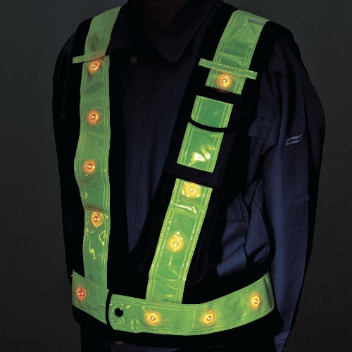 緑十字 多機能ＬＥＤセーフティベスト 黄／赤発光／黄反射 多機能