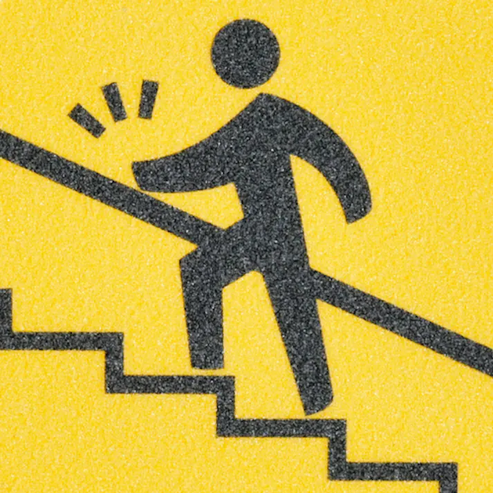 【CAINZ-DASH】日本緑十字社 路面標示ステッカー 手すりを持って昇降しましょう 路面-601D 200×600mm 101151【別送品】