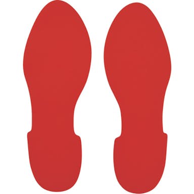 【CAINZ-DASH】日本緑十字社 路面表示ステッカー　足型／赤　ＱＣＦＴ－Ｒ　２８０×１００ｍｍ　左右各１枚／計２枚組 403003【別送品】