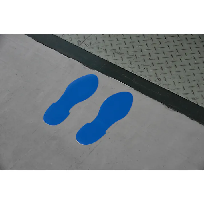 【CAINZ-DASH】日本緑十字社 路面表示ステッカー 足型/青 QCFT-BL 280×100mm 左右各1枚/計2枚組 403004【別送品】