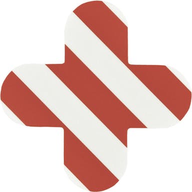 【CAINZ-DASH】路面表示ステッカー　十字型　白／赤　ＱＣＣ－ＷＲ　１５０×１５０ｍｍ　１０枚組　ＰＶＣ【別送品】
