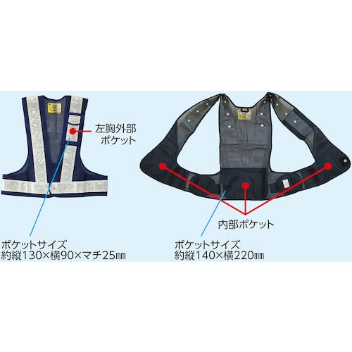 CAINZ-DASH】日本緑十字社 多機能セーフティベスト 紺／薄青反射