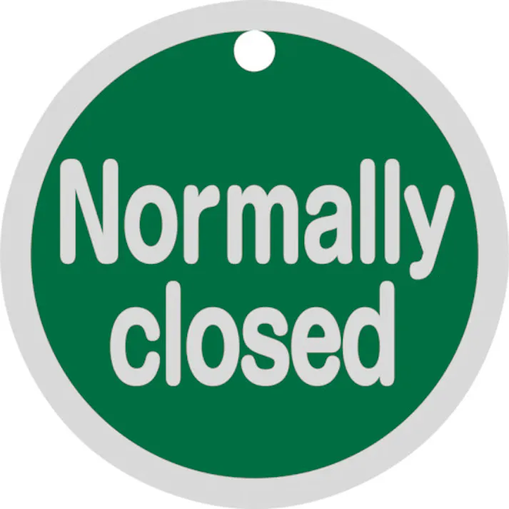 【CAINZ-DASH】日本緑十字社 バルブ開閉札 Normally closed(緑) 特15-149B 50mmΦ 両面表示 アルミ製 157152【別送品】