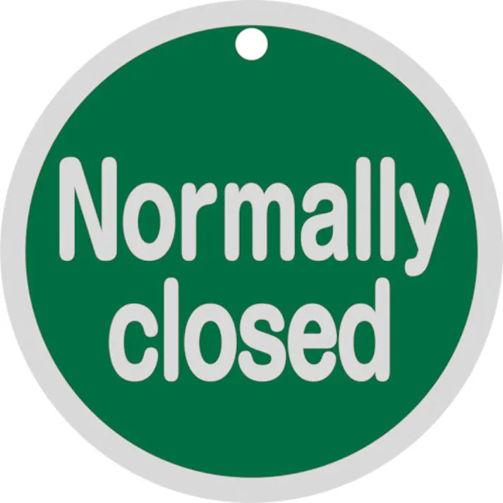 【CAINZ-DASH】日本緑十字社 バルブ開閉札 Normally closed(緑) 特15-151B 80mmΦ 両面表示 アルミ製 158092【別送品】