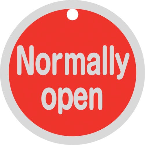 日本緑十字社 バルブ開閉札 Normally open(赤) 特15-149A 50mmΦ 両面表示 アルミ製 157151 バルブ表示板 日本緑十字社 バルブ開閉札 Normally open(赤) 特15-149A 50mmΦ 両面表示 アルミ製 157151 バルブ表示板