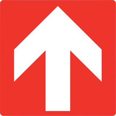【CAINZ-DASH】日本緑十字社 階段蹴込み板用標示ステッカー　矢印　ＳＴＰＳ－７　赤　１００×１００ｍｍ　４枚組　エンビ 404107【別送品】