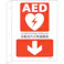 【CAINZ-DASH】日本緑十字社 AED設置・誘導標識 自動体外式除細動器↓ AEDL-2 300×225 突き出し型 366102【別送品】