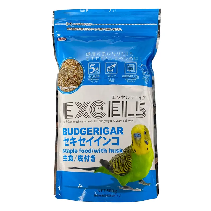 エクセル5 セキセイインコ 皮付き 500g