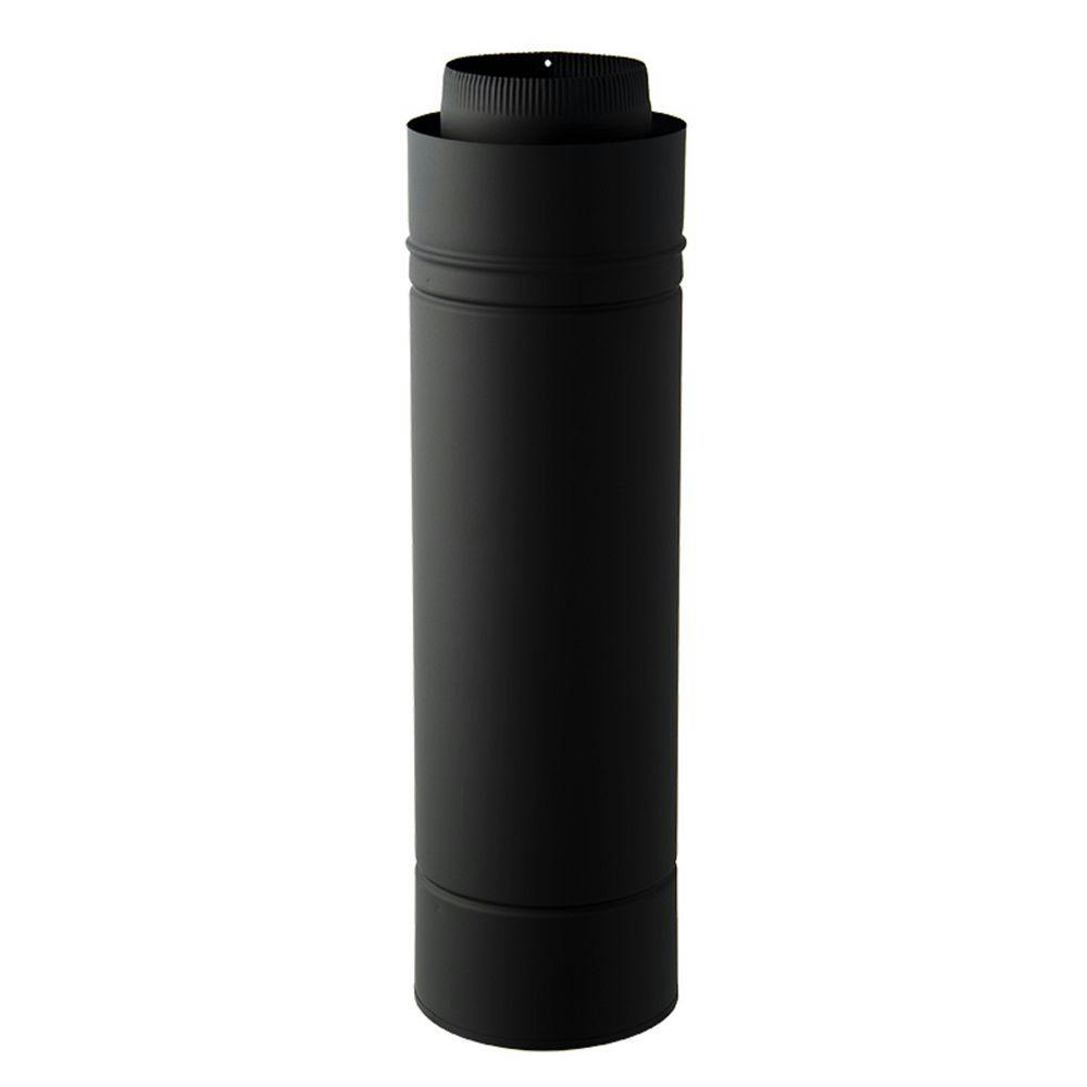 径150mm 直筒煙突 6本 黒耐熱 二重 ステンレス 直筒L600 φ150mm 外筒径φ200mm ハゼ折り