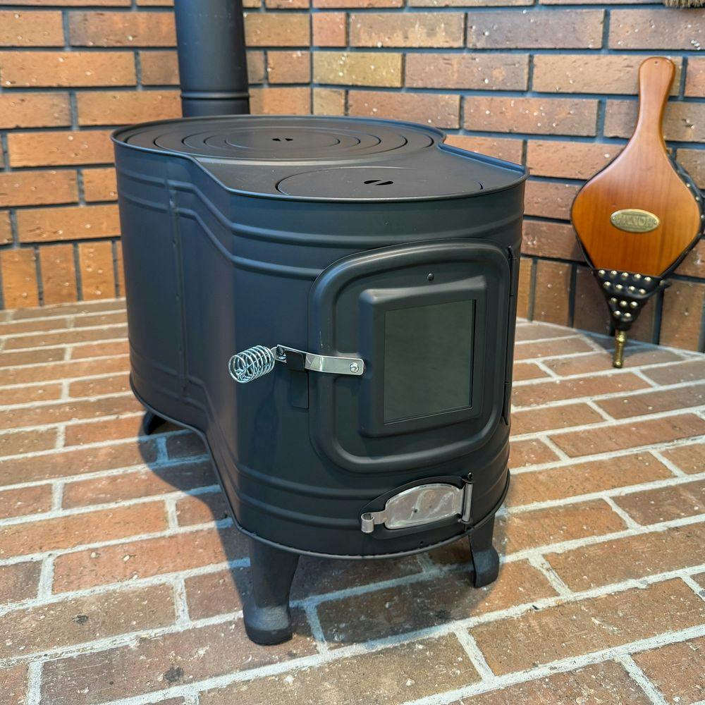 黒耐熱ステンレス製 窓付時計型薪ストーブ ASW-60B 煙突径φ106mm