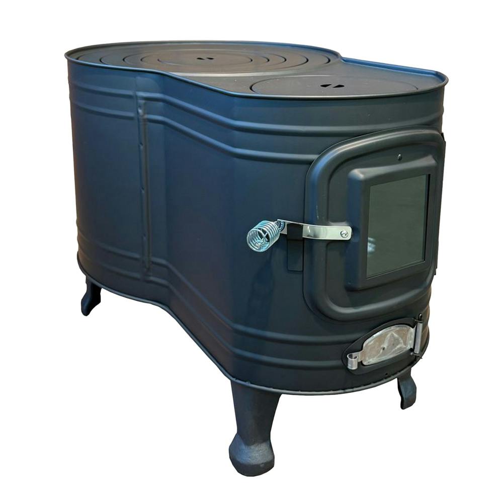 sawasato0310　ASW-60B 黒耐熱ステンレス製 窓付時計型薪ストーブ ASW-60B 煙突径φ106mm 暖房